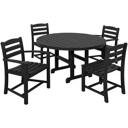 POLYWOOD La Casa Cafe 5-Piece Black Dining Set with 2 Arm Chairs and 2 Side Chairs 633PWS1711BL